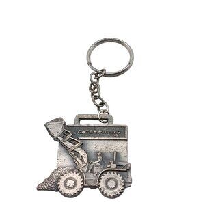 Vintage Caterpillar Tractor Co. Metal Keychain Watch Chain Fob with Front Loader